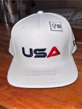 Official New Era USA Ryder Cup Golf Hat Cap + Flag PGA Pin NWT Fitted Bethpage